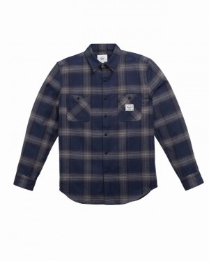 Camisas Herschel Heavyweight Flannel Azul Marinho Cinzentas | QBRZ71528