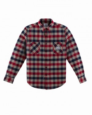 Camisas Herschel Heavyweight Flannel Vermelhas Azul Marinho | PZXK07892