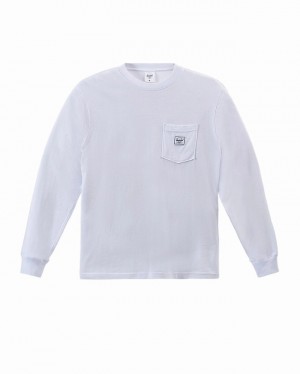 Camiseta Herschel LS Pocket Branco | JQCD96750