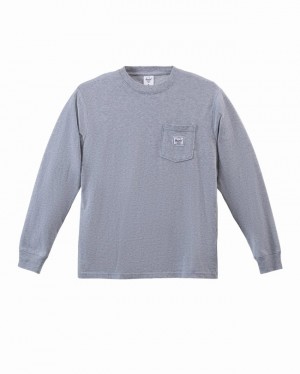 Camiseta Herschel LS Pocket Cinzentas | ZILP98254