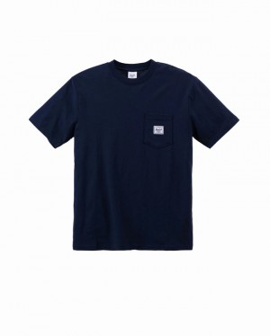 Camiseta Herschel Pocket Azul Marinho | TISY62851