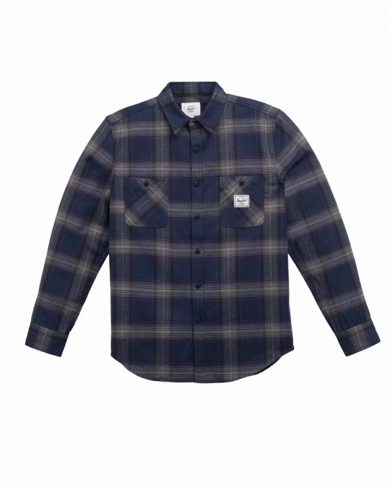 Camisas Herschel Heavyweight Flannel Azul Marinho Cinzentas | QBRZ71528