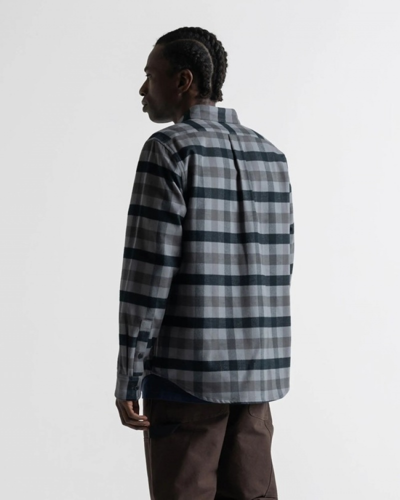 Camisas Herschel Heavyweight Flannel Pretas Cinzentas Escuro | VDUO85146