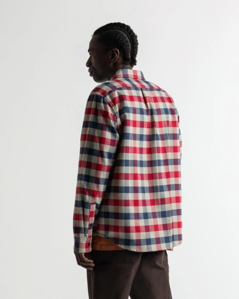 Camisas Herschel Heavyweight Flannel Vermelhas Azul Marinho | PZXK07892