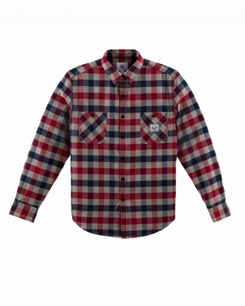 Camisas Herschel Heavyweight Flannel Vermelhas Azul Marinho | PZXK07892