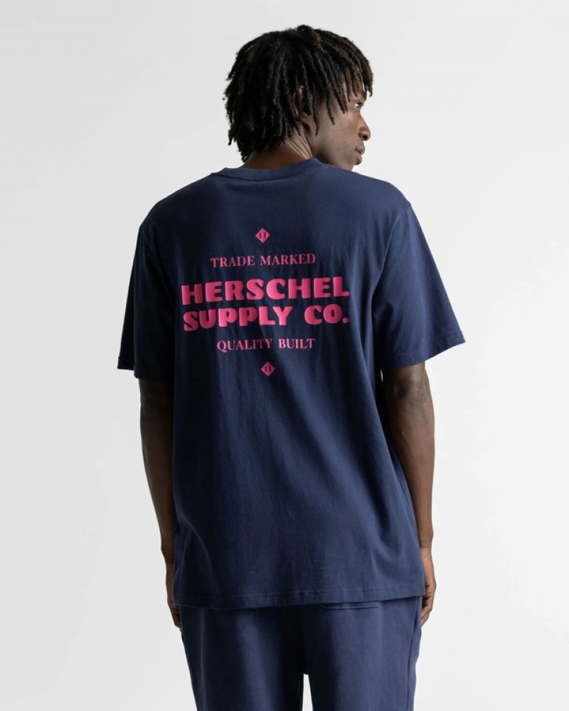Camiseta Herschel Diamond/Ranch Azul Marinho | OEBF45796