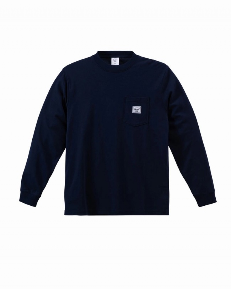 Camiseta Herschel LS Pocket Azul Marinho | SJTC01695