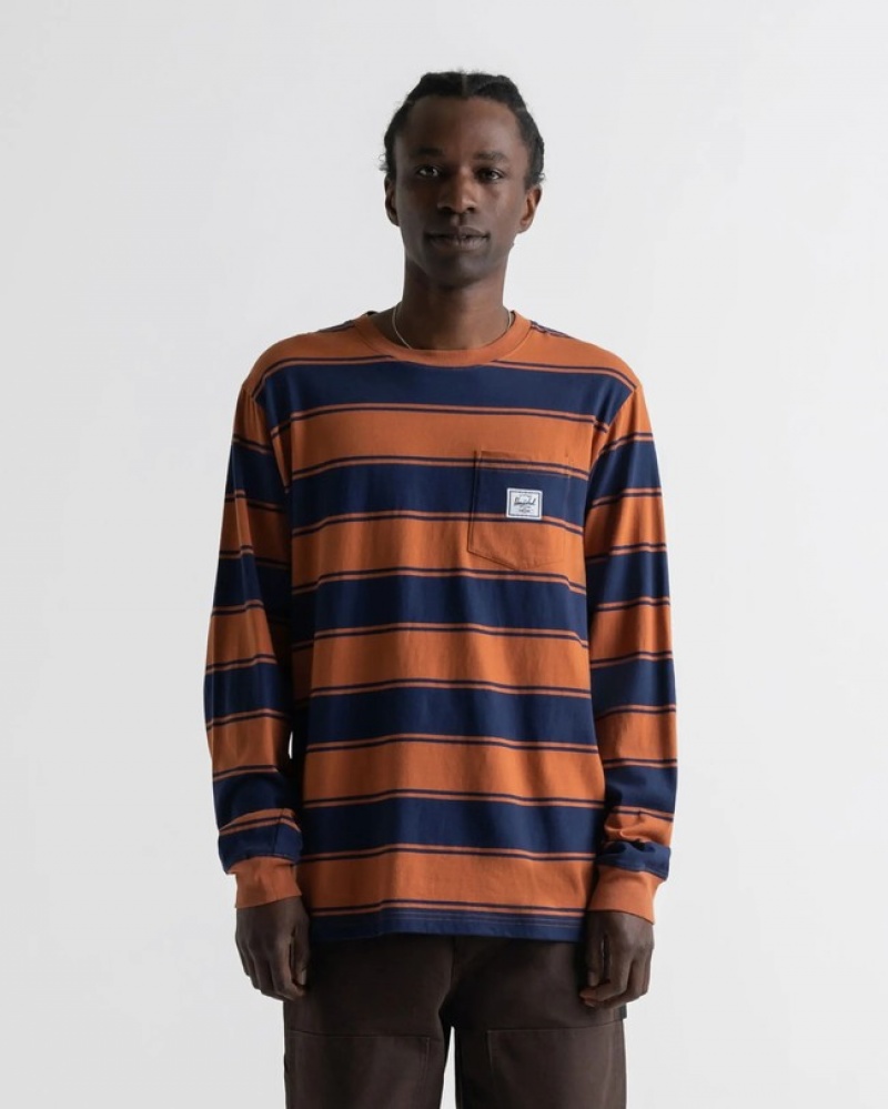 Camiseta Herschel LS Pocket Azul Marinho | YTSR87103