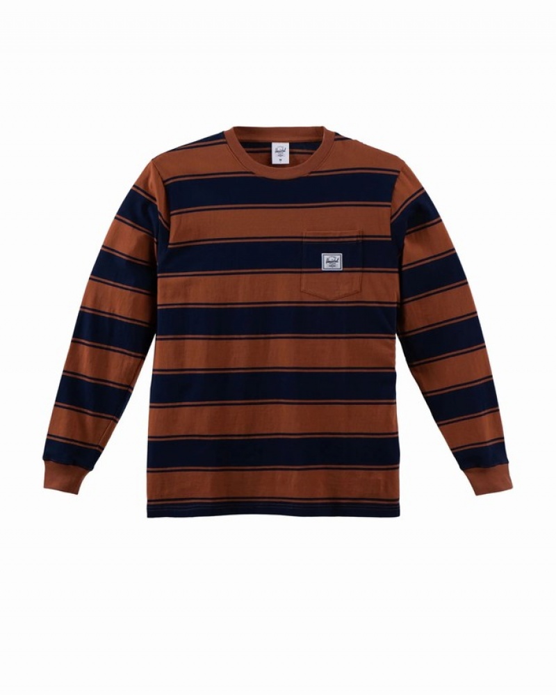Camiseta Herschel LS Pocket Azul Marinho | YTSR87103