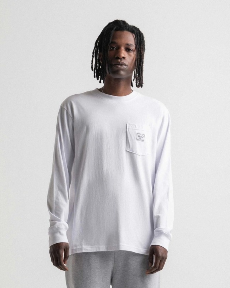 Camiseta Herschel LS Pocket Branco | JQCD96750