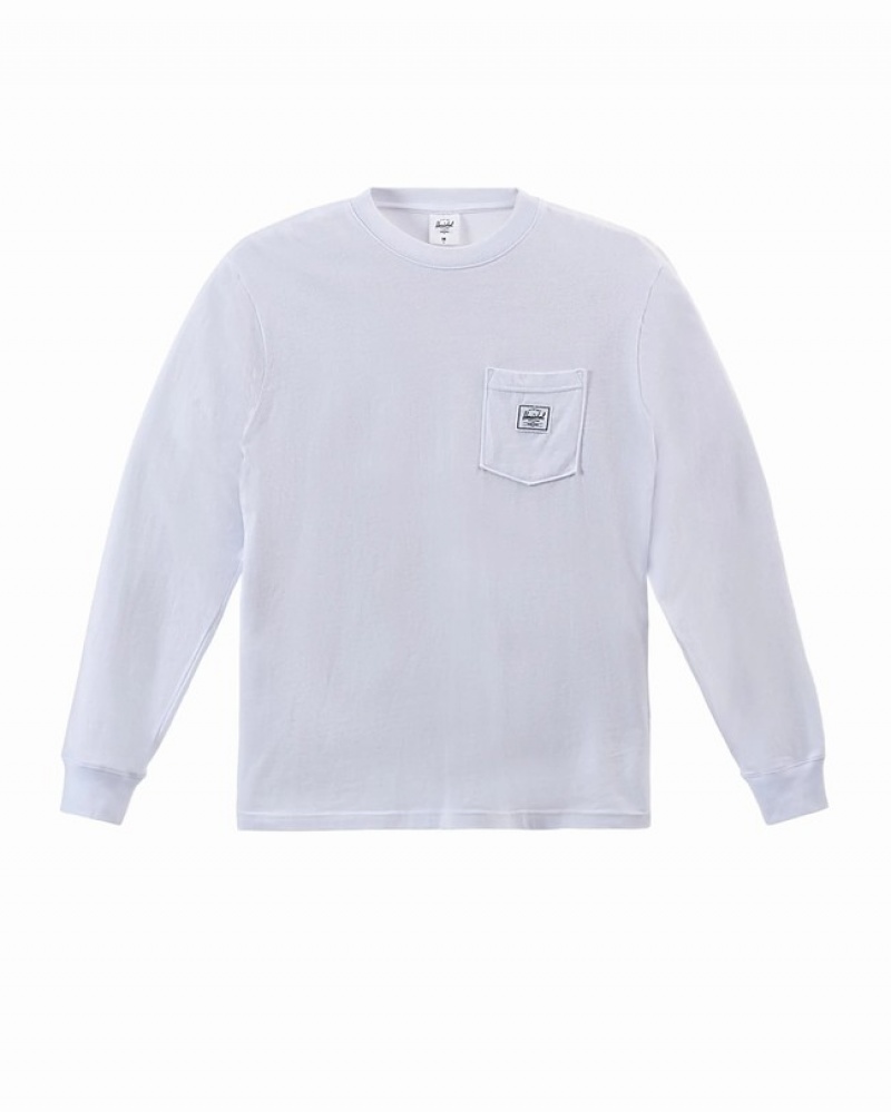 Camiseta Herschel LS Pocket Branco | JQCD96750