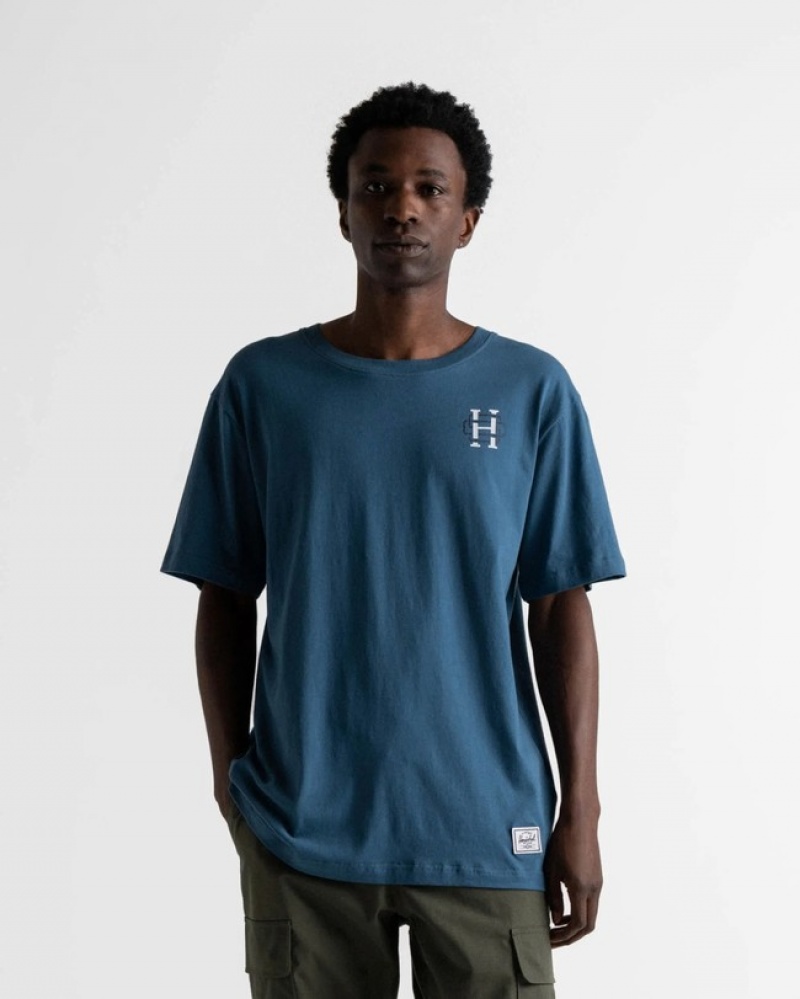 Camiseta Herschel Logo Azuis Branco | SKEZ75649