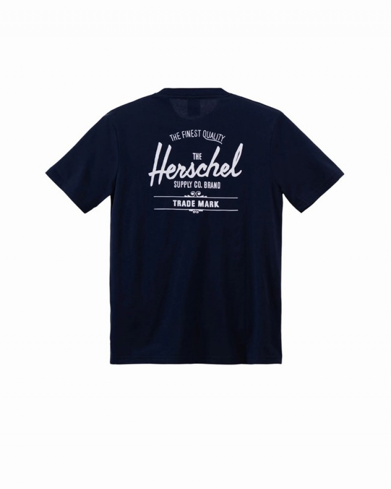 Camiseta Herschel Logo Azul Marinho Branco | SRXG27849
