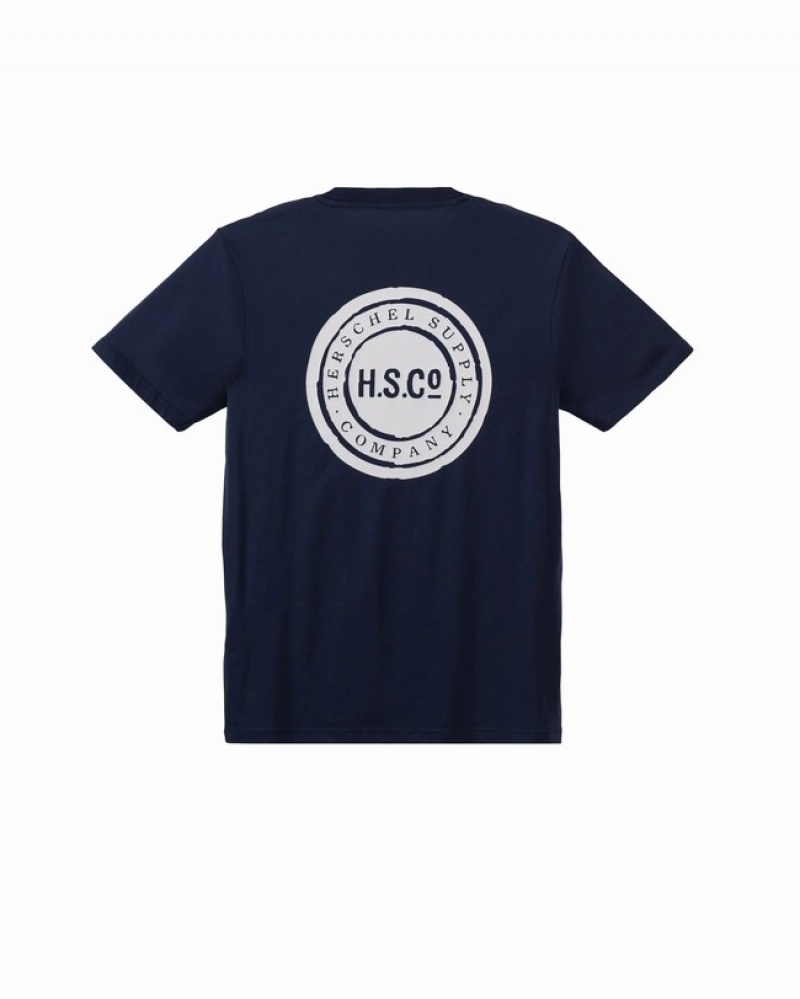 Camiseta Herschel Logo Azul Marinho | ZWVK43578