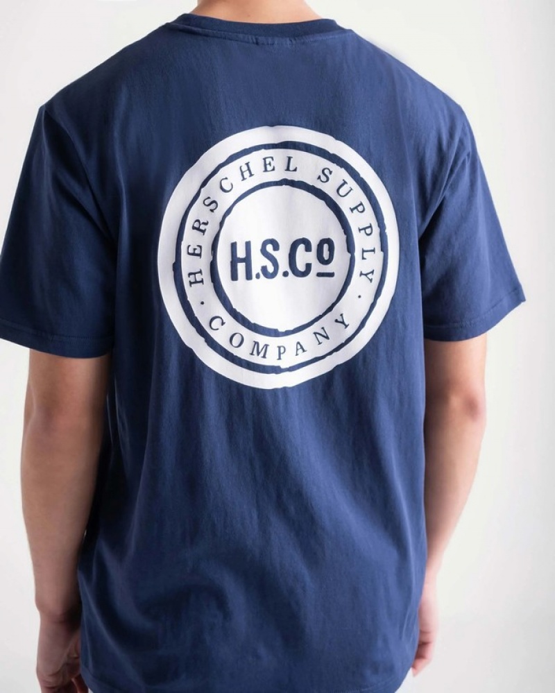 Camiseta Herschel Logo Azul Marinho | ZWVK43578