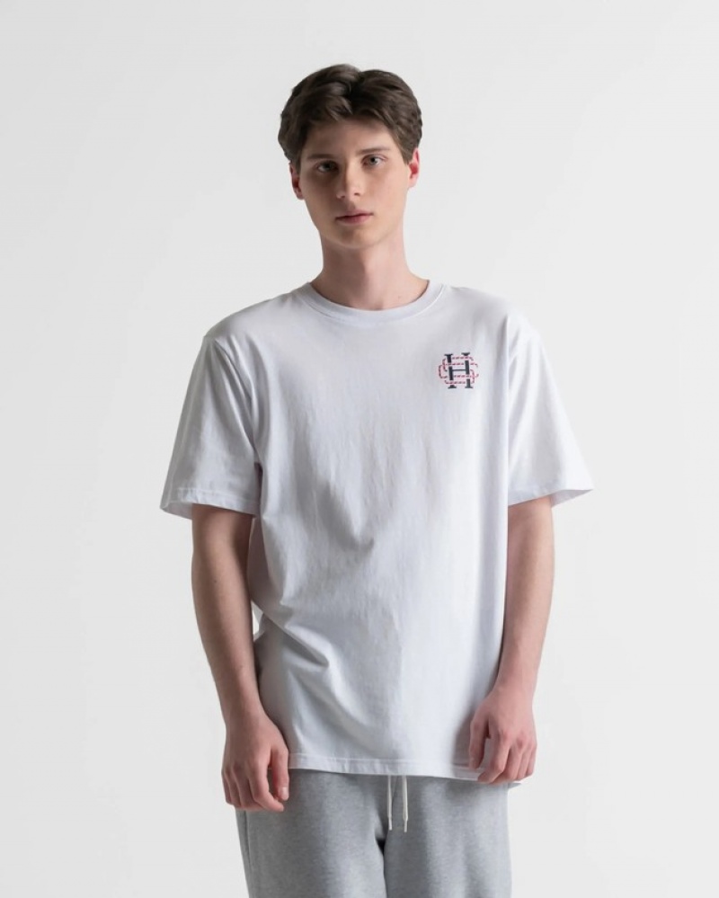 Camiseta Herschel Logo Branco Azul Marinho | AWUC76513