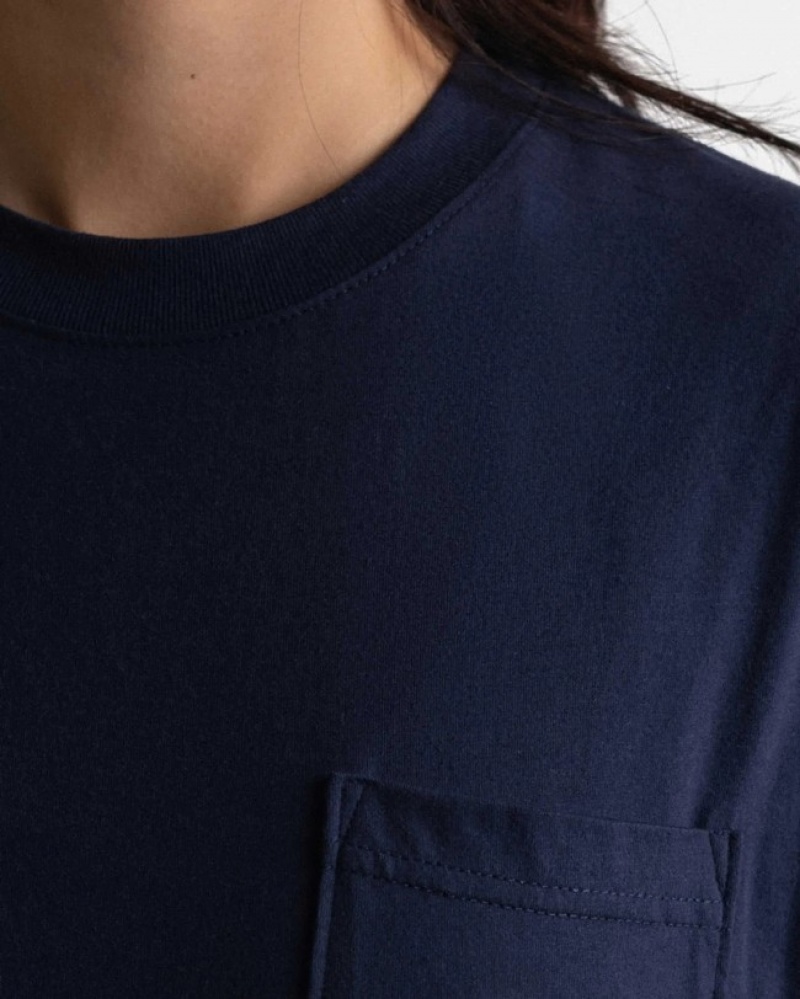 Camiseta Herschel Pocket Azul Marinho | TISY62851