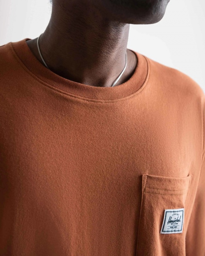 Camiseta Herschel Pocket Marrom | HNTO89132