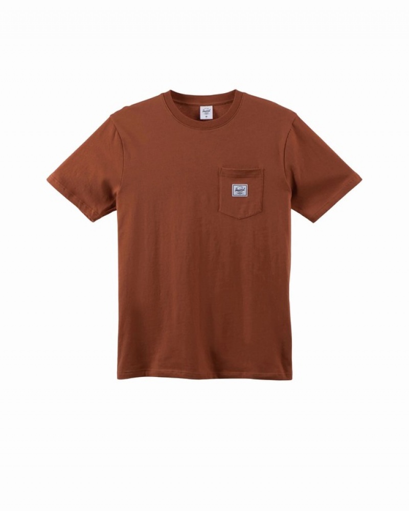 Camiseta Herschel Pocket Marrom | HNTO89132