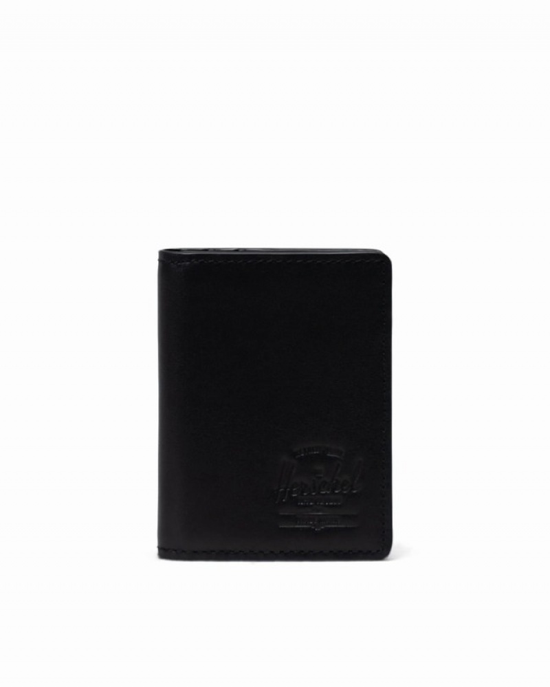 Carteiras Herschel Gordon Couro Pretas | AZQM90156