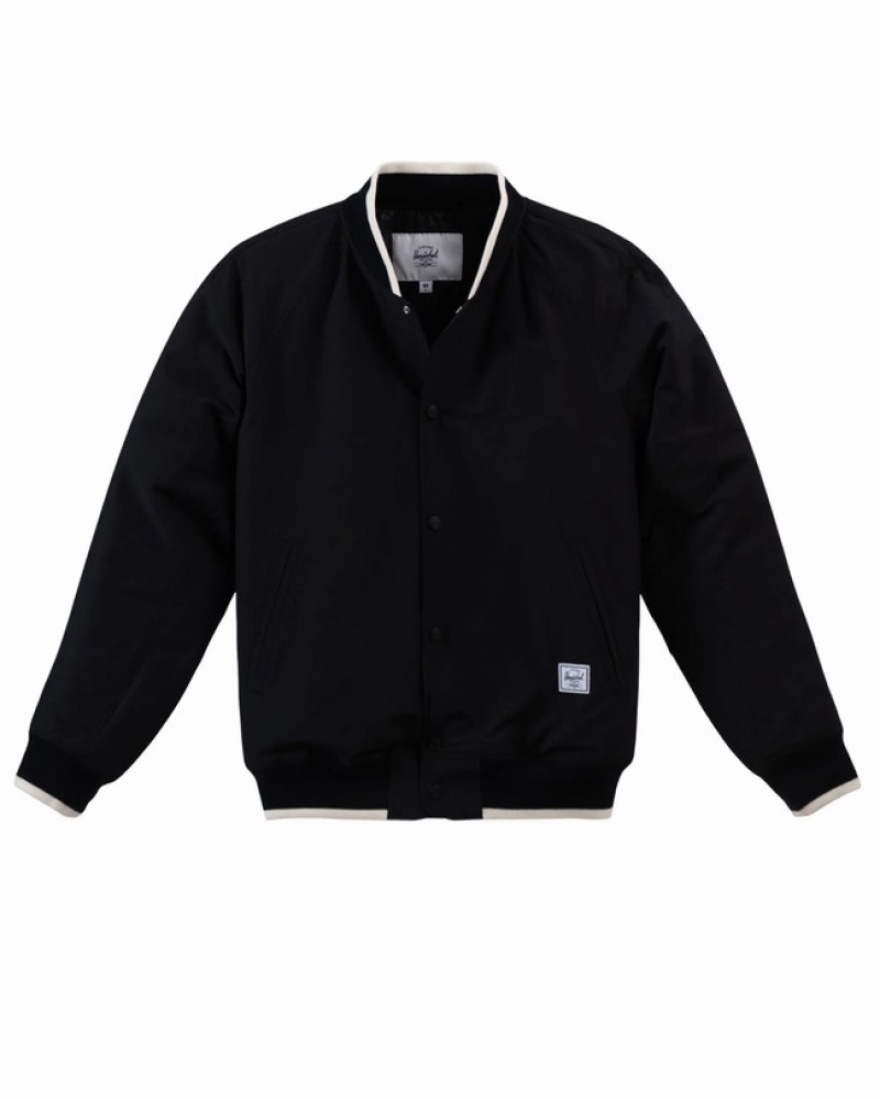 Jaquetas Herschel Varsity Pretas Branco | NLMR03968