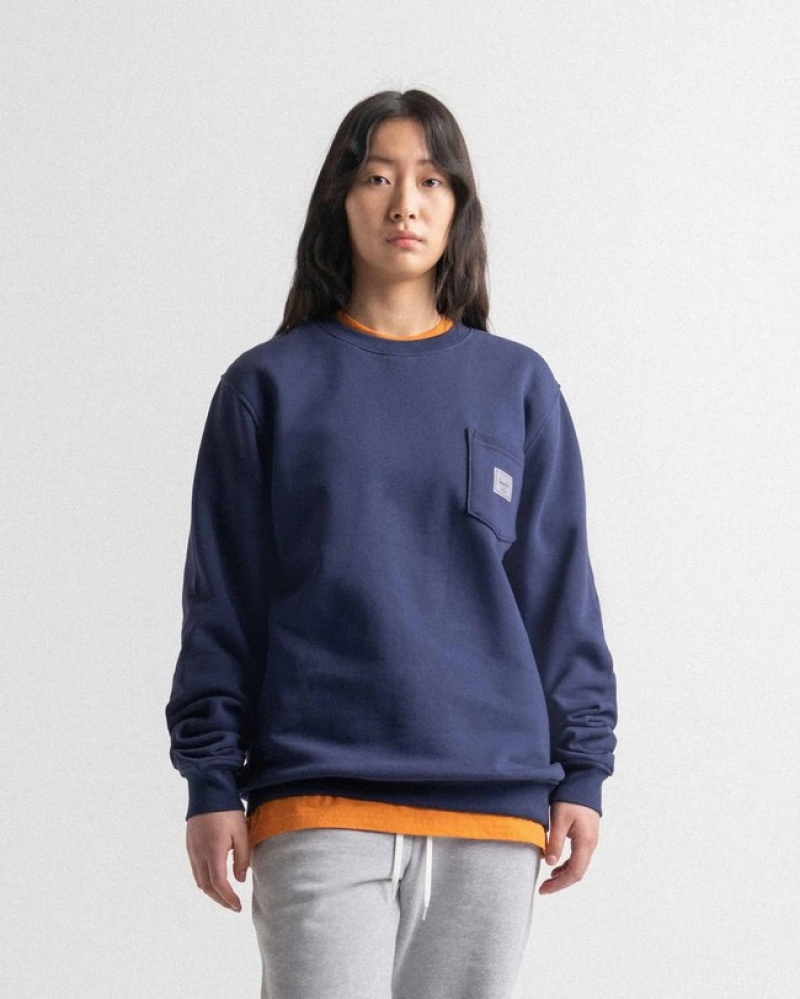 Moletons Herschel Pocket Crew Azul Marinho | BEAD27493