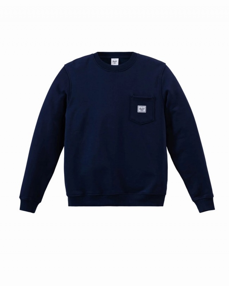 Moletons Herschel Pocket Crew Azul Marinho | BEAD27493